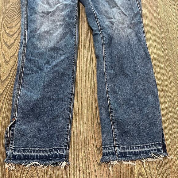 Made and Loved LOFT Modern Straight Jeans Denim Raw Hem Dark Wash Blue Sz 30/10 - Picture 4 of 13